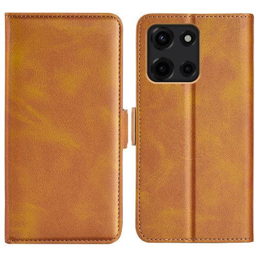 Moto G 2025 Dual-side Magnetic Buckle Horizontal Flip Leather Phone Case - Yellow